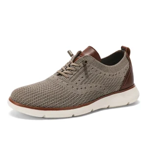 Men’s Casual Dress Sneakers Lace Up Oxfords Business Mesh Breathable Walking Shoes Tennis Comfortable EVA Midsole Rubber Outsole