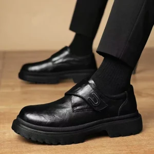 Men’s Casual Genuine Leather Slip-On Shoes Solid Color Breathable Summer Mesh Lining Walking Style Mixed Colors Pattern