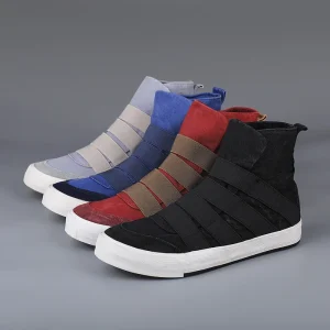 Men’s Casual High Top Canvas Shoes Lightweight Daily Outdoor Walking Slip-On Fashionable for Summer Season