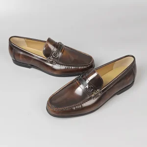 Men’s Casual Leather Dress Shoes with Open Edge Beaded Design Slip-On Lace-Up Closure Light Handsome Style for Office Wedding
