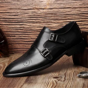 Men’s Casual Leather Shoes Genuine Leather Business Wedding Groom Shoes Summer Breathable Height increasing