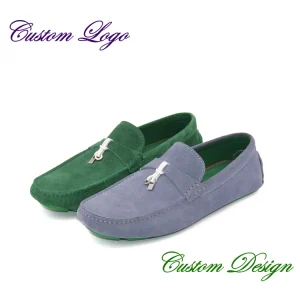 Men’s Casual Leather Shoes Low-top Slip-on Shoes for Men in Summer Breathable Trend Lazy One-step Driving Shoes for Men