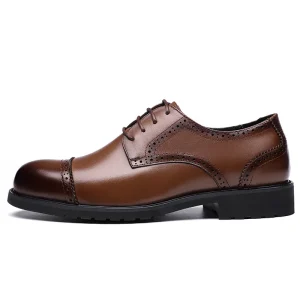 Men’s Casual Leather Sneakers with Lace Up Closure Solid Pattern Rubber Loafers Soft Sole Walking Shoes for Winter Weddings