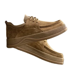 Men’s Casual Leather Upper Durable Flat Shoes Spring Autumn New Style Thick soled Lace up Commuting Work Sneakers Four Seasons