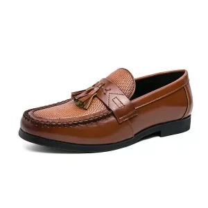 Men’s Casual Loafers Breathable Lightweight Pointed Toe Slip-On PU Shoes
