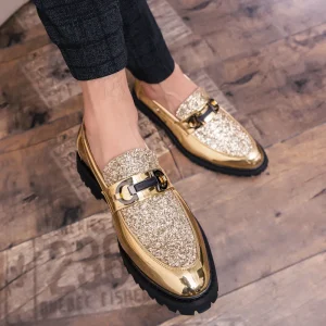 Men’s Casual Loafers Comfortable Slip-On Dress Shoes in Solid Leather for Spring Summer Autumn & Winter Weddings with PU Insole