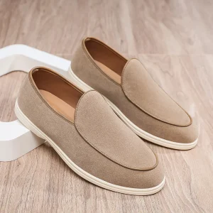 Mens Casual Loafers Lightweight Comfortable Wear resistant Soft Sole Non Slip Flat Slip on Suede Breathable Sports Board Shoes