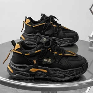 Men’s Casual Microfiber Leather Upper Sport Sneakers Large Size Dad Shoes PU Rubber Sole Waterproof Breathable for Walking