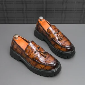Men’s Casual Platform Dress Shoes Large Size Leather Shoes