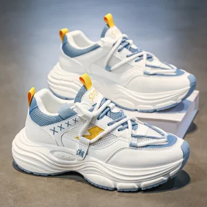 Men’s Casual Shoes High Top Sport Sneakers Microfiber Leather Upper Large Dad PU Rubber Sole Waterproof Breathable Summer