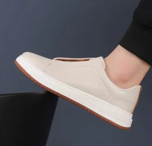 Men’s Casual Shoes Made of Leather, Men’s White Breathable Shoes