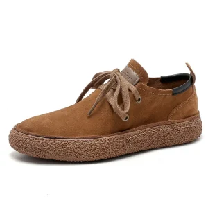 Men’s Casual Shoes Oxford Lace-up Soft-soled Japanese Retro Breathable Board Shoes Matte GENUINE LEATHER Trendy Shoes