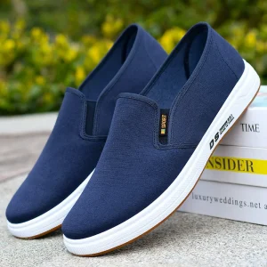 Men’s Casual Shoes Slip-On Breathable Soft Sole Pure Cotton Solid Color Factory Direct Supply