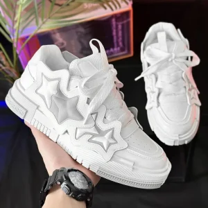Men’s Casual Skate Shoes with Unique Design Autumn Fashion Trend Lace Up Closure Cross Border Live Mesh Lining