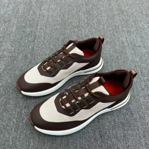 Men’s Casual Sneakers Luxury Knit Rubber Genuine Leather Lining Cloth Upper for Spring Summer Autumn Seasons