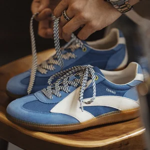 Men’s Casual Sneakers Vintage Inspired Run Shoes Breathable Mesh Coloblock Retro Casual Walking Shoes Trend