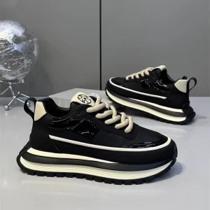 Men’s Casual Sneakers for Summer Breathable Soft Walking Running Shoes Thick-Sole Dad Style Insole Material Mesh PU