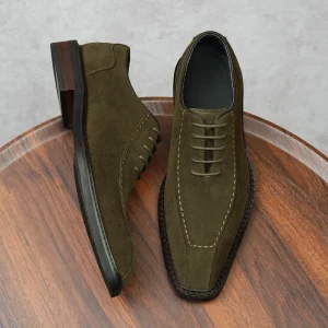 Men’s Casual Sports Italian Handmade Black Suede Cowhide Loafers Rubber Soles Flat Slip-On Wedding Shoes Business Dress Shoes