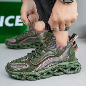 Men’s Casual Sports Shoes Fashion Trend Breathable Anti Slip Lace Up Closure Colorful Mesh Design EVA Midsole Rubber Outsole for