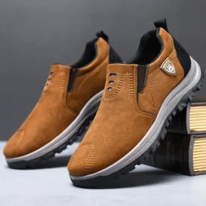 Men’s Casual & Sports Shoes Low-Top Suede Leather with Breathable Feature Wear-Resistant Outdoor Leisure Shoes