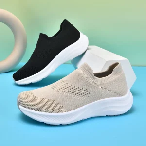 Men’s Casual Sporty Walking Shoes Breathable Comfortable Soft Non Slip Soles Fresh Dark Blue Lace-Up Closure Mesh