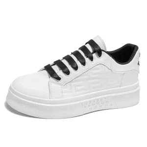 Men’s Casual White Skate Shoes with Thick Insole Breathable Sports Running Design Chunky Style for Walking