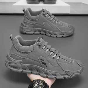 Men’s Casual Work & Sports Running Shoes with Thick Sole Non Slip Design Mesh Lining Spring New Labor Protection Motoring Shoes