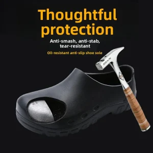 Men’s Chef Safety Shoes Steel toed Wear resistant Anti smashing Oil resistant Anti slip EVA Shell Kitchen & Hotel Work Shoes