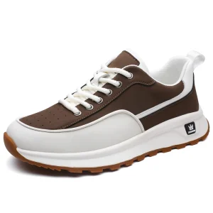 Men’s Chunky Platform Sneakers Lace Up Leather Casual Walking Shoes with Non Slip Sole Chunky Shoes