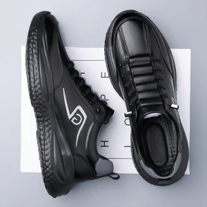 Men’s Chunky Sneakers Thick Sole Casual Sport Shoes Lace Up Comfortable Walking Shoes Black White