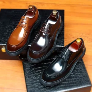 Men’s Classic Oxford Dress Shoes Cow Leather Round-Toe for Weddings and Suits derby Shoes Men men’s Leather Shoes