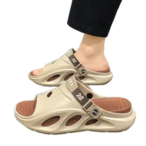 Men’s Classic Platform Summer EVA Slip-On Casual Solid Open Toe Indoor Outdoor Non-Slip Quick-Drying Beach Sandals