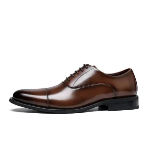 Men’s Classic Retro Business Oxford Shoes Genuine Leather Comfortable Breathable Design Height Increasing