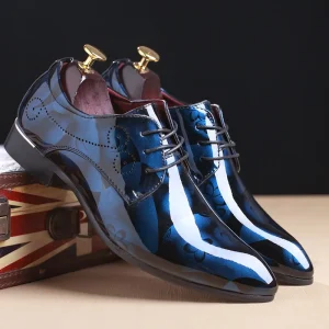 Men’s Classic Retro Derby Shoes Business Dress Office Leather Shoes Flats Fashion Wedding Party Oxfords EU Size 37 48