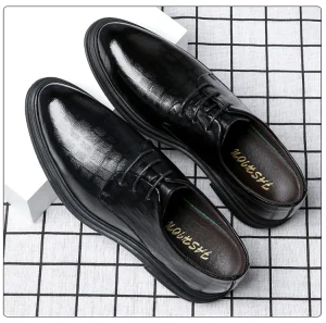 Men’s Classic Synthetic Leather Dress Shoes Hard Sole Oxford Fashionable Business Shoes Derby Shoes