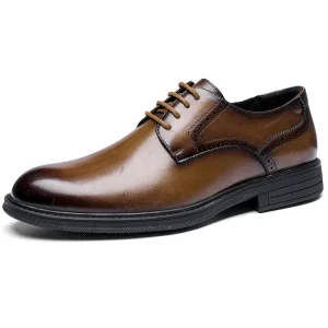 Men’s Classic Wingtip Derby Dress Shoes Lace Up Leather Formal Business Wedding for Autumn Winter