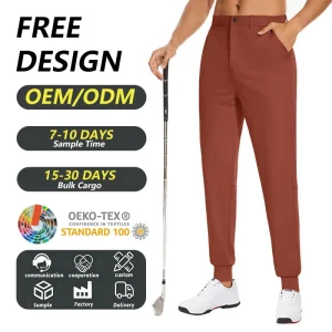 Men’s Colorful Statement Golf Jogger Pants Stretch Fabric Slim Fit Jogger Style Trousers for Outdoor and Casual Wear
