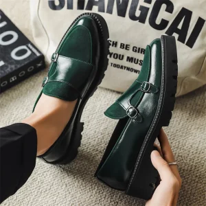 Men’s Comfort Fashion Platform Dress Shoes Chunky Slip on Office Formal PU Leather Loafers