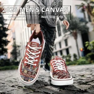 Men’s Comfortable Breathable Canvas Shoes Lightweight Spring Sports Walking Lace Up with Anti Odor & Anti Slip Casual Style