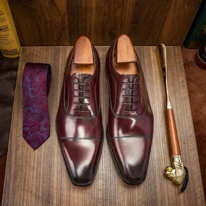 British Style Men’s Oxford Lace-up Genuine Leather Solid PU Lining Office Formal Business Dress Shoes