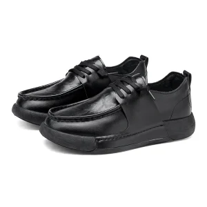 Men’s Comfortable Lace-Up High Top Leather Dress Shoes for Business Office Breathable Round Toe Formal Oxfords