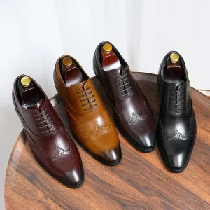 Men’s Comfortable Leather Shoes Breathable British Casual Commuter Wedding Style Business Formal Groom Shoes