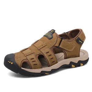 Men’s Comfortable Leather Thick Sole Dress Sandals for Outdoor Use