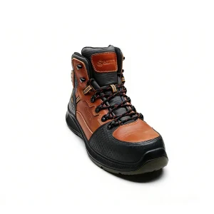 Men’s Composite Toe Safety Shoes Leather Upper Anti Smash Breathable Factory Use Work Boots Rubber Anti Slip Sole All Seasons