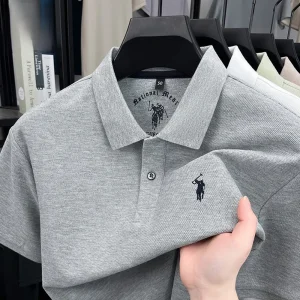 Men’s Cotton Pique Short Sleeve Polo Shirt Casual Business Golf T Shirt Embroidered Logo Summer Breathable Office Wear Designer