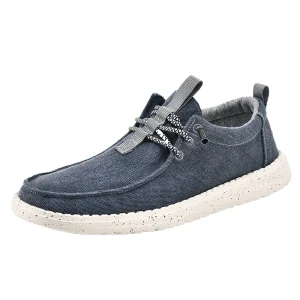 Men’s Court Sneakers Casual Loafers Boat Shoes Comfortable Canvas Upper Cotton Lining Round Toe EVA Outsole and Rubber Midsole