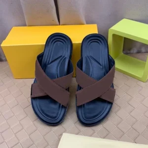 Men’s Cross Lace Slippers Fashionable Letter Flat Bottom Sandals Printed High Quality Sandals