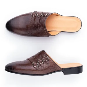 Men’s Custom Cow Leather Moccasin Slippers Summer Flat Loafers Casual Shoes with Waterproof Rubber Outsole Outdoor Slip On