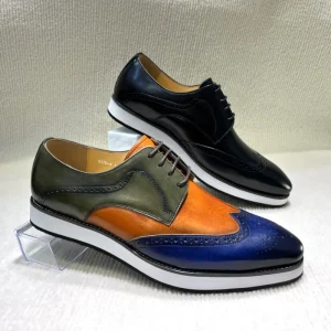 Men’s Custom Genuine Leather Comfortable Dress Shoes Handmade for Casual Mixed colors Derby Leather Shoes
