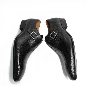 Men’s Custom Handmade Wedding Slip On Loafers with Serpentine Print